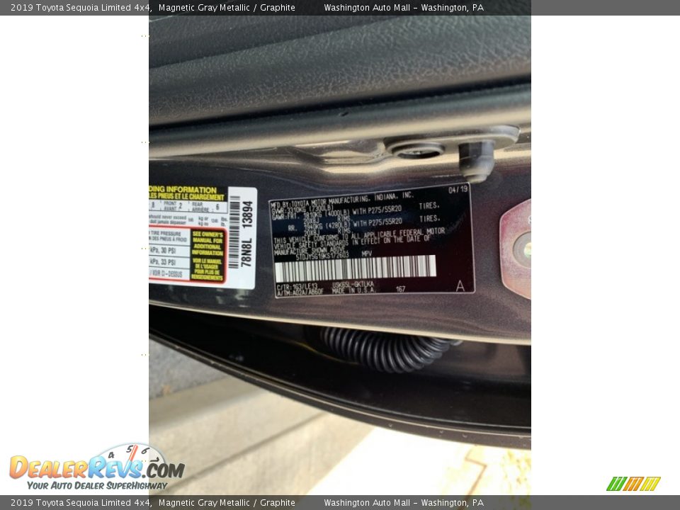2019 Toyota Sequoia Limited 4x4 Magnetic Gray Metallic / Graphite Photo #14