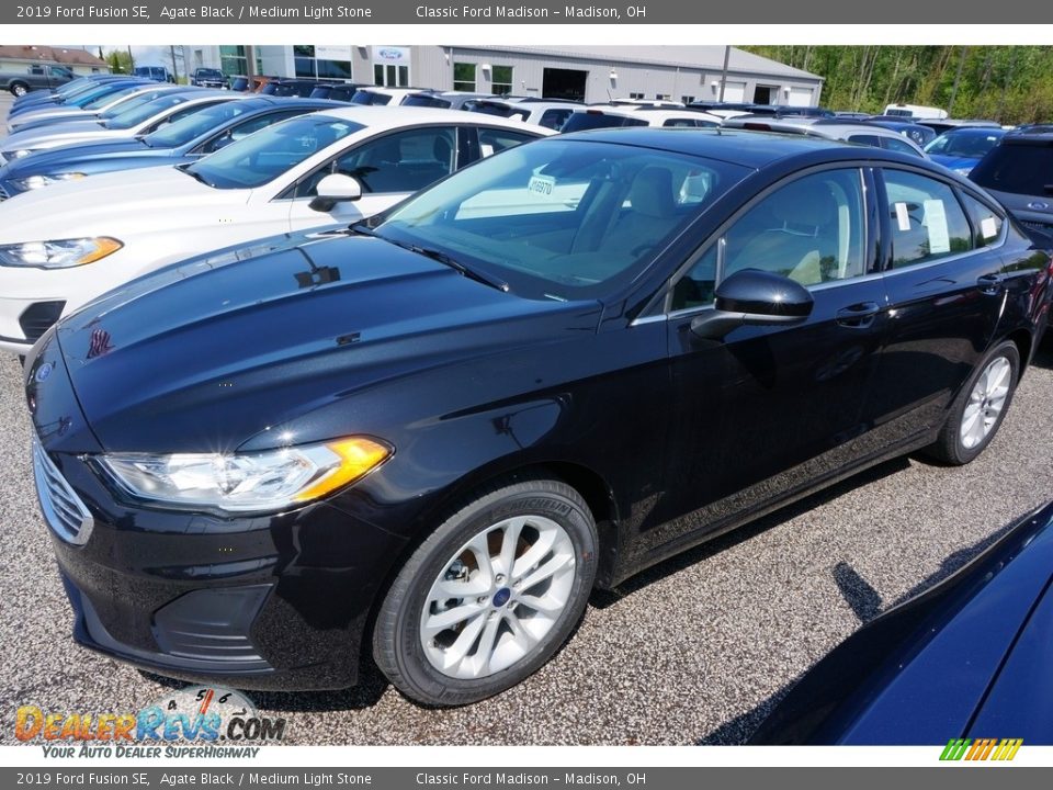 2019 Ford Fusion SE Agate Black / Medium Light Stone Photo #2