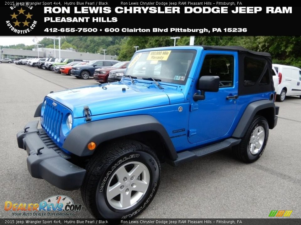 2015 Jeep Wrangler Sport 4x4 Hydro Blue Pearl / Black Photo #1