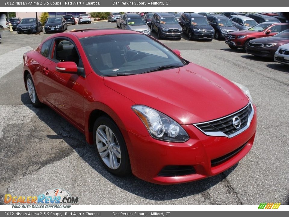 2012 Nissan Altima 2.5 S Coupe Red Alert / Charcoal Photo #3