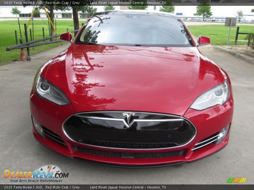 2015 Tesla Model S 90D Red Multi-Coat / Grey Photo #7