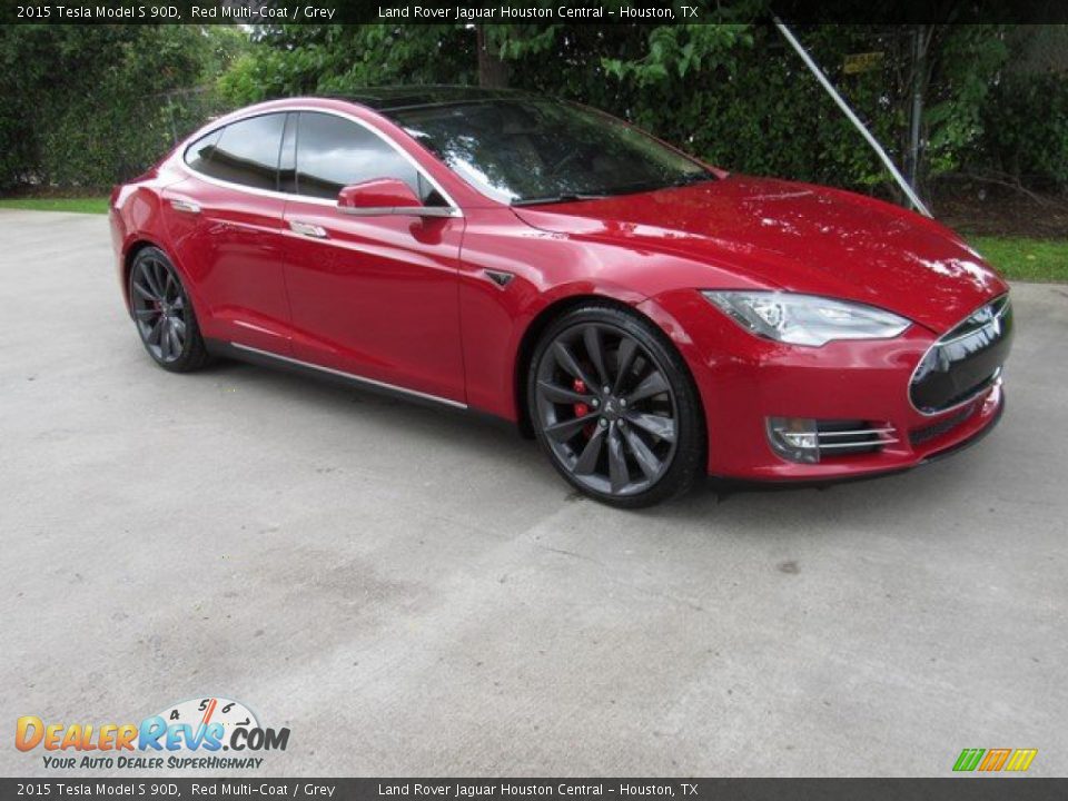 2015 Tesla Model S 90D Red Multi-Coat / Grey Photo #10