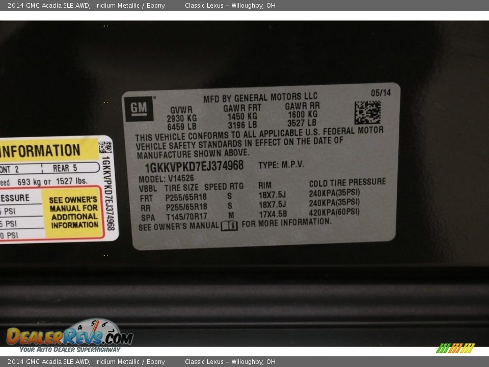 2014 GMC Acadia SLE AWD Iridium Metallic / Ebony Photo #22