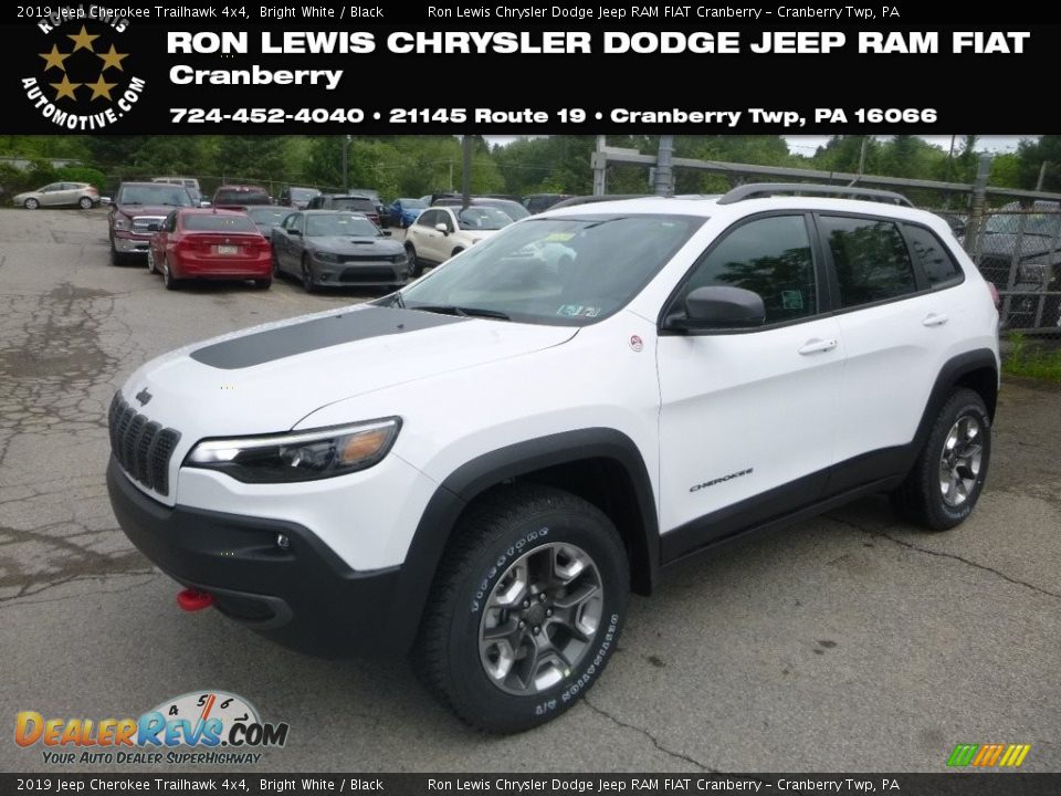 2019 Jeep Cherokee Trailhawk 4x4 Bright White / Black Photo #1