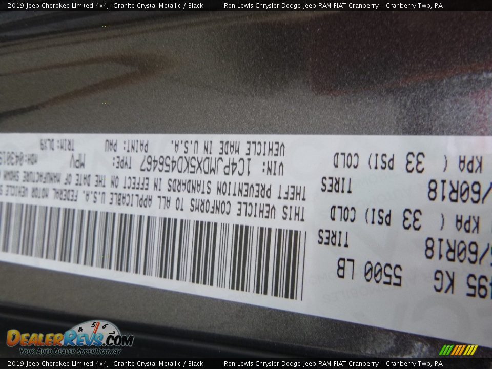 2019 Jeep Cherokee Limited 4x4 Granite Crystal Metallic / Black Photo #15