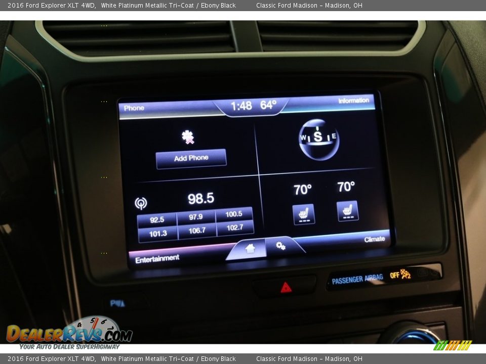 2016 Ford Explorer XLT 4WD White Platinum Metallic Tri-Coat / Ebony Black Photo #11