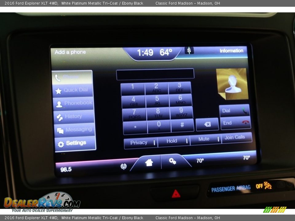 2016 Ford Explorer XLT 4WD White Platinum Metallic Tri-Coat / Ebony Black Photo #14