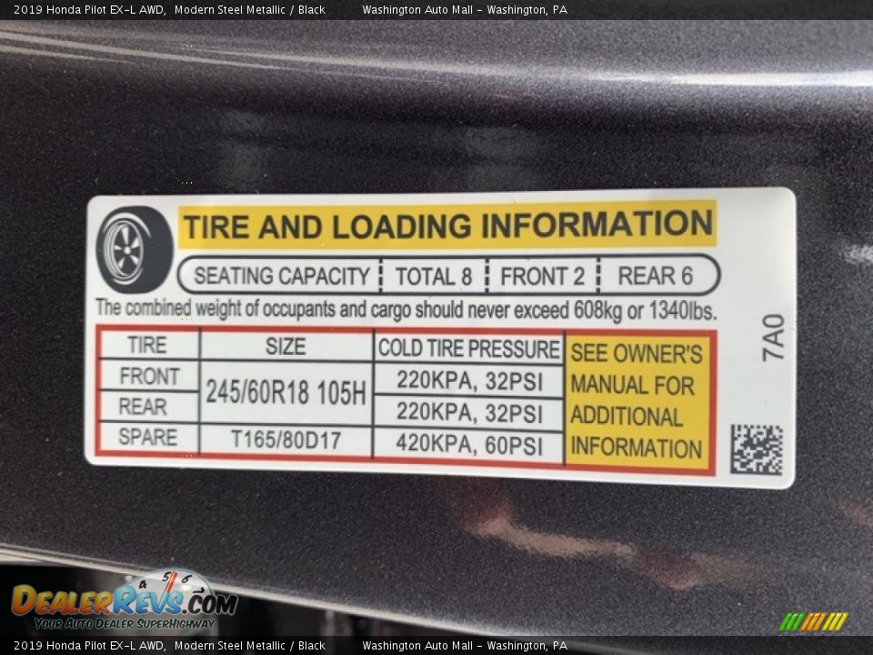 2019 Honda Pilot EX-L AWD Modern Steel Metallic / Black Photo #8