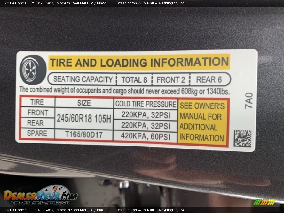 2019 Honda Pilot EX-L AWD Modern Steel Metallic / Black Photo #8