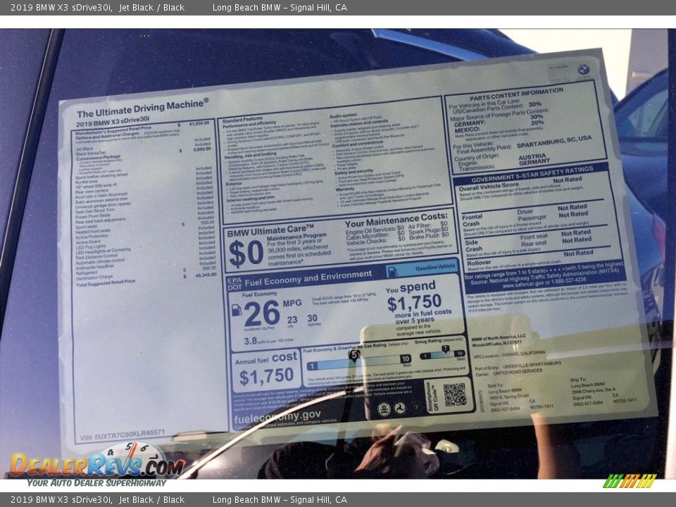 2019 BMW X3 sDrive30i Jet Black / Black Photo #10