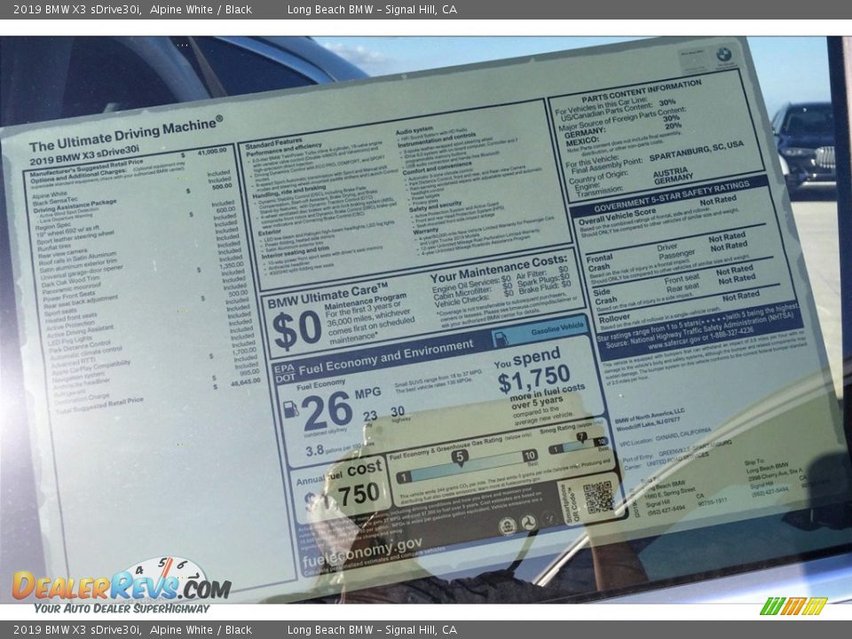 2019 BMW X3 sDrive30i Alpine White / Black Photo #11