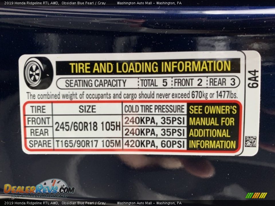 2019 Honda Ridgeline RTL AWD Obsidian Blue Pearl / Gray Photo #8