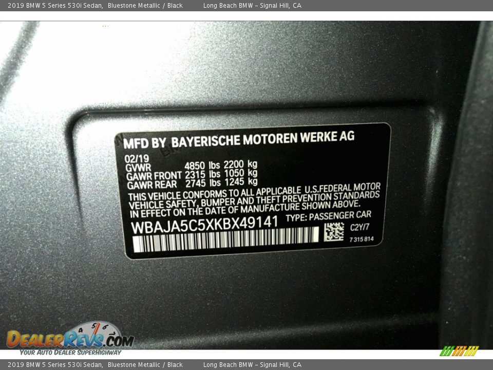 2019 BMW 5 Series 530i Sedan Bluestone Metallic / Black Photo #12