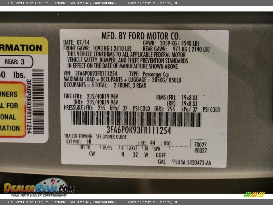 2015 Ford Fusion Titanium Tectonic Silver Metallic / Charcoal Black Photo #21
