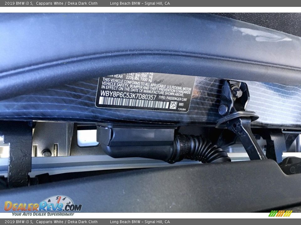 2019 BMW i3 S Capparis White / Deka Dark Cloth Photo #12
