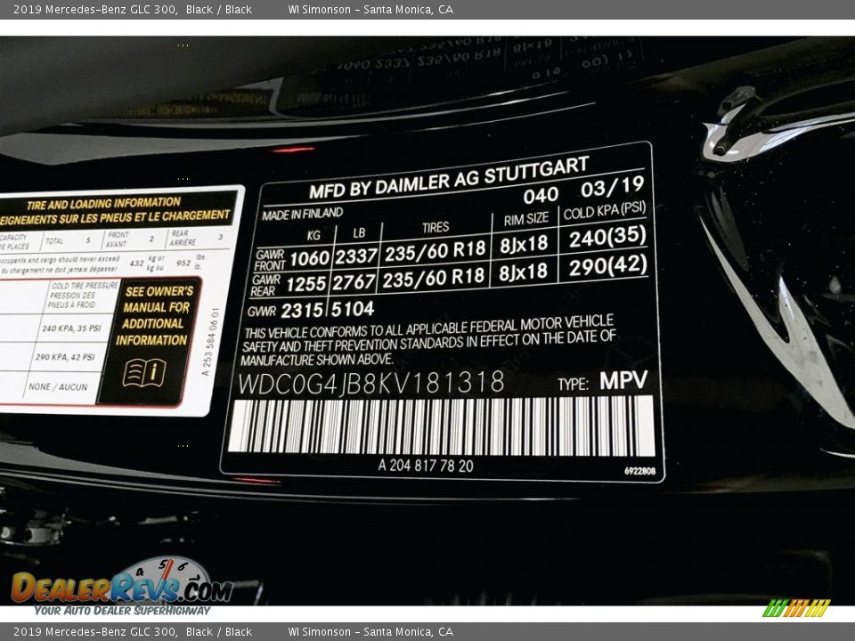 2019 Mercedes-Benz GLC 300 Black / Black Photo #11