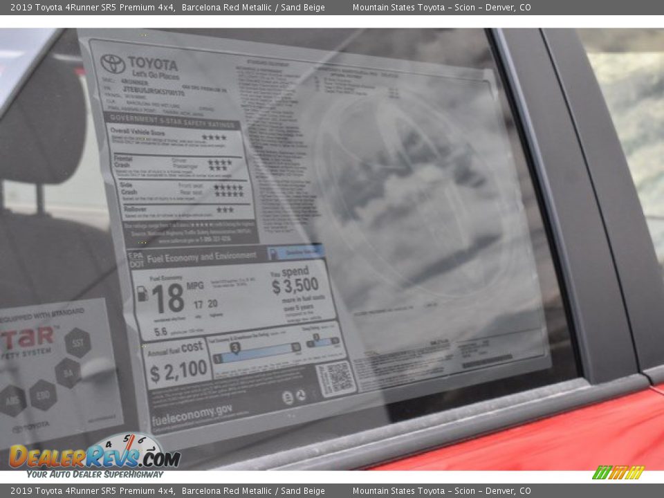2019 Toyota 4Runner SR5 Premium 4x4 Barcelona Red Metallic / Sand Beige Photo #11
