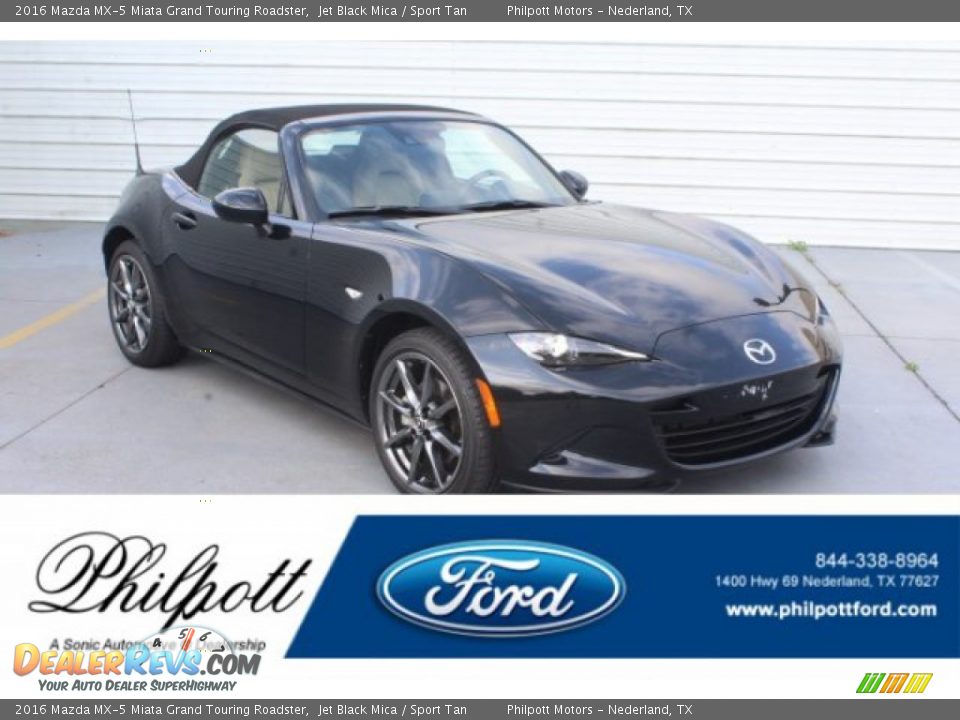 2016 Mazda MX-5 Miata Grand Touring Roadster Jet Black Mica / Sport Tan Photo #1