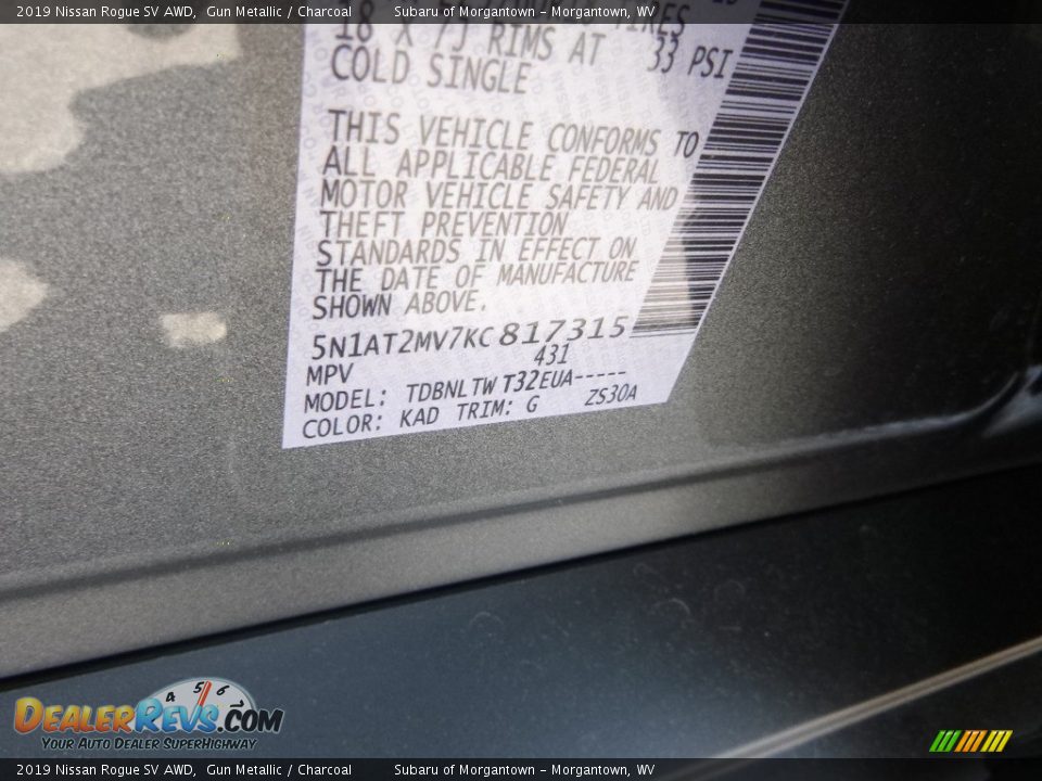 2019 Nissan Rogue SV AWD Gun Metallic / Charcoal Photo #14