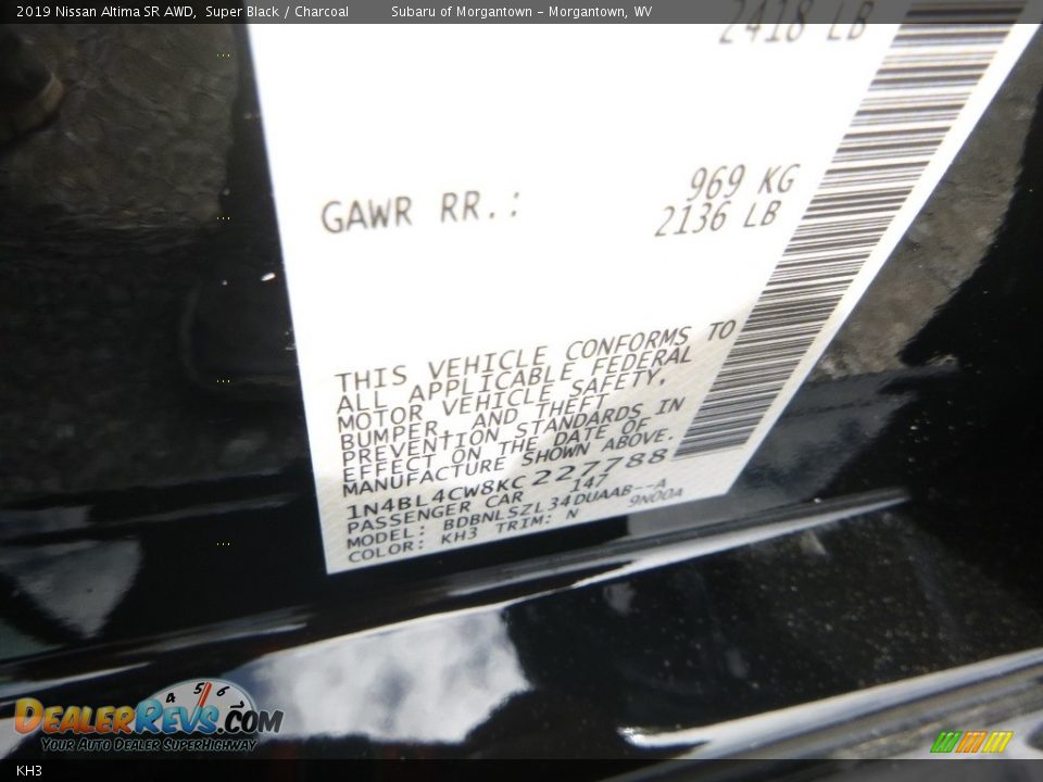 Nissan Color Code KH3 Super Black