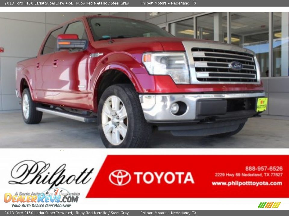 2013 Ford F150 Lariat SuperCrew 4x4 Ruby Red Metallic / Steel Gray Photo #1