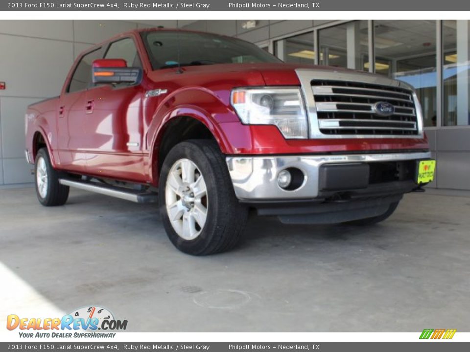 2013 Ford F150 Lariat SuperCrew 4x4 Ruby Red Metallic / Steel Gray Photo #2
