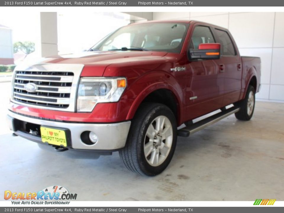 2013 Ford F150 Lariat SuperCrew 4x4 Ruby Red Metallic / Steel Gray Photo #4