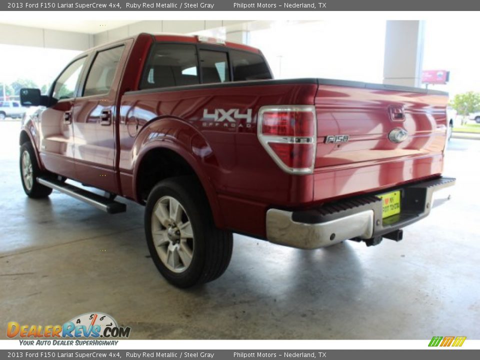 2013 Ford F150 Lariat SuperCrew 4x4 Ruby Red Metallic / Steel Gray Photo #5