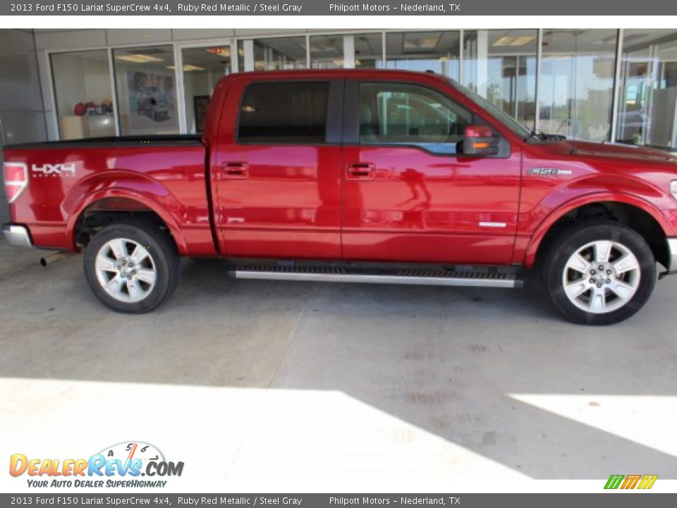 2013 Ford F150 Lariat SuperCrew 4x4 Ruby Red Metallic / Steel Gray Photo #8