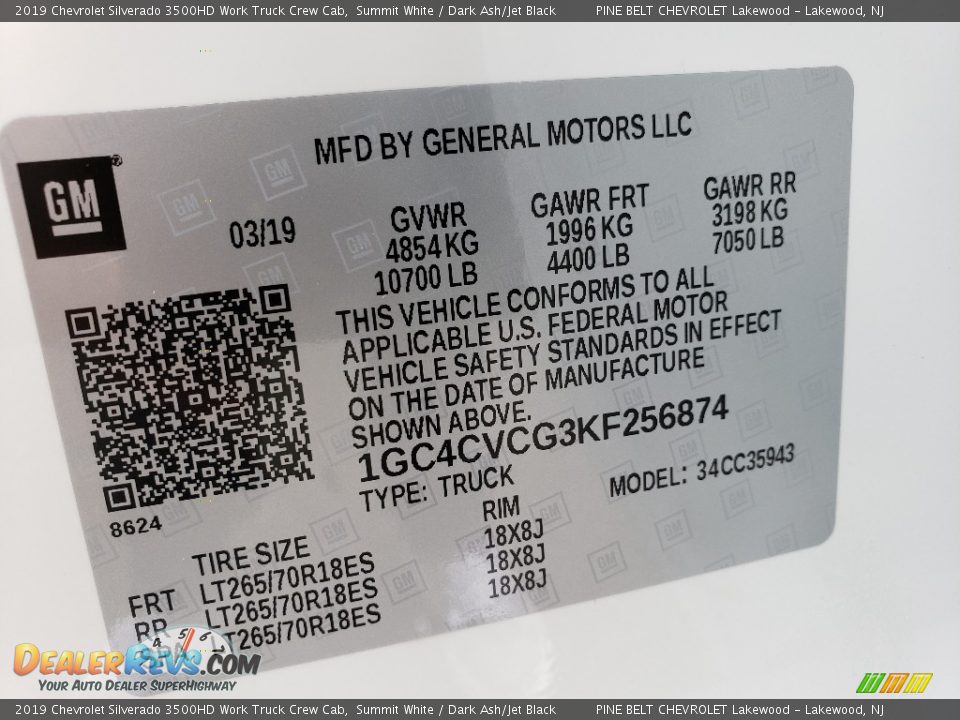 2019 Chevrolet Silverado 3500HD Work Truck Crew Cab Summit White / Dark Ash/Jet Black Photo #9