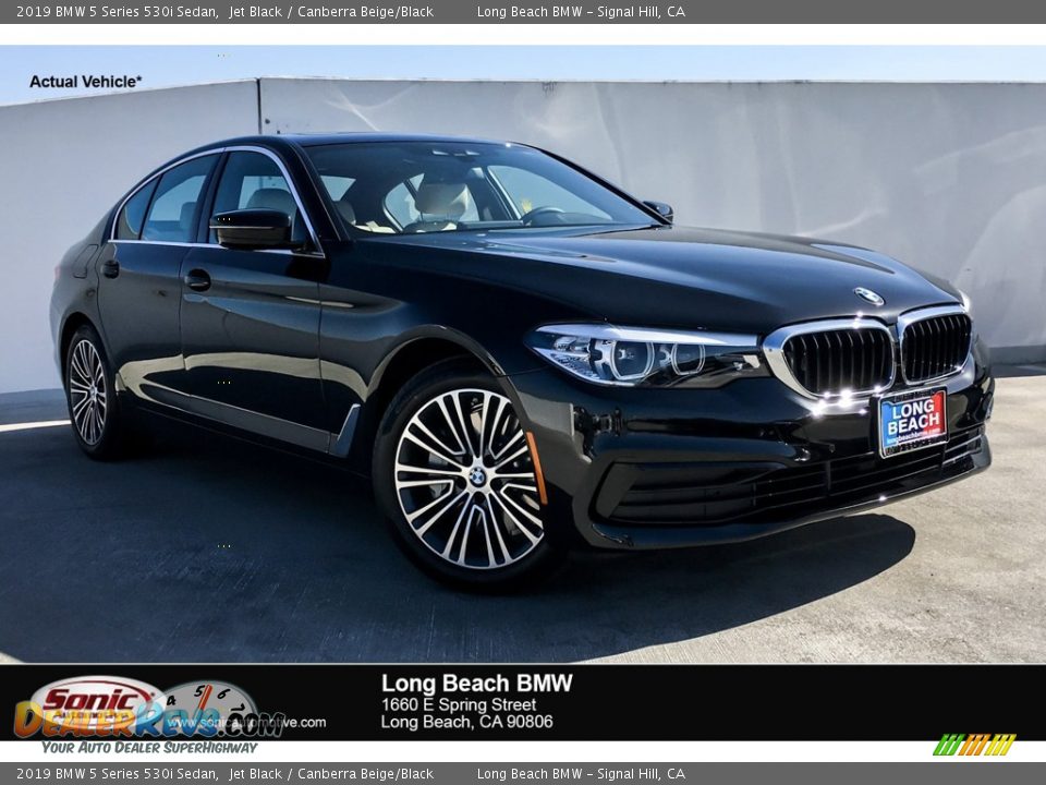 2019 BMW 5 Series 530i Sedan Jet Black / Canberra Beige/Black Photo #1