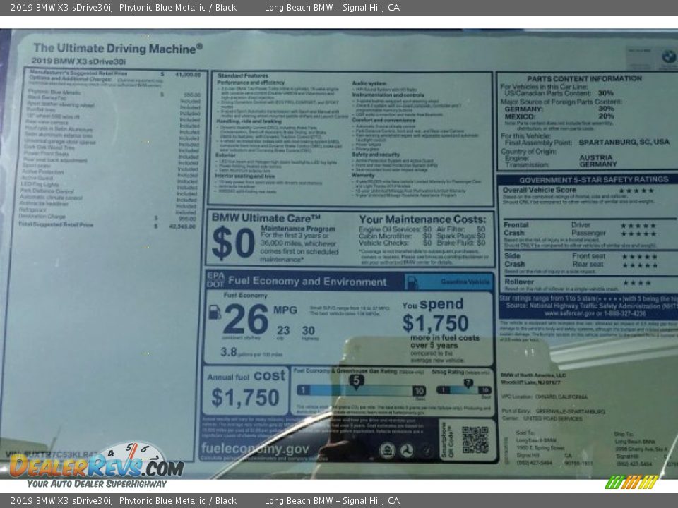 2019 BMW X3 sDrive30i Phytonic Blue Metallic / Black Photo #11