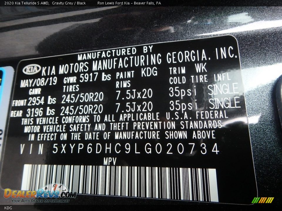 Kia Color Code KDG Gravity Grey