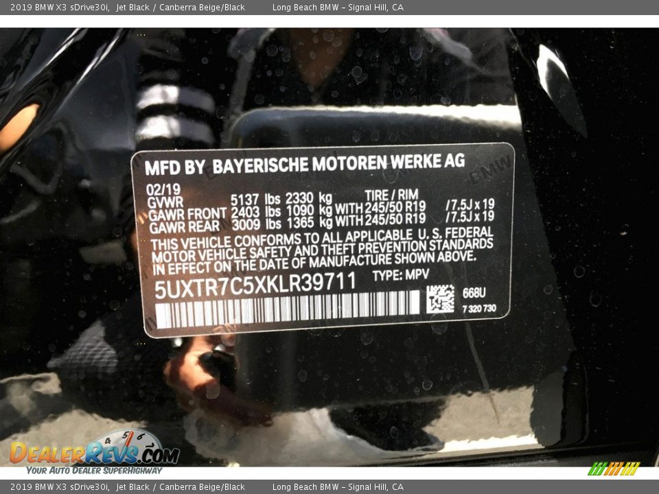 2019 BMW X3 sDrive30i Jet Black / Canberra Beige/Black Photo #12