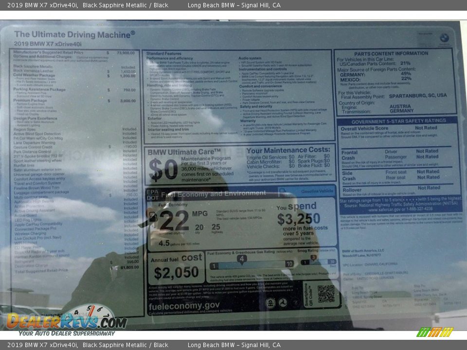 2019 BMW X7 xDrive40i Black Sapphire Metallic / Black Photo #11