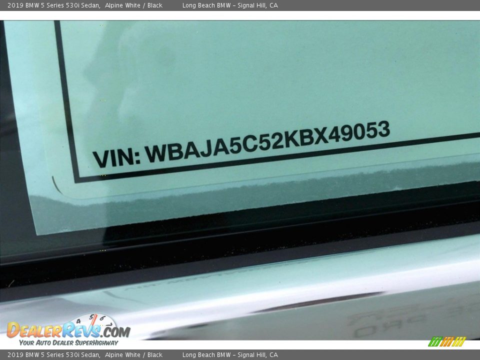 2019 BMW 5 Series 530i Sedan Alpine White / Black Photo #8