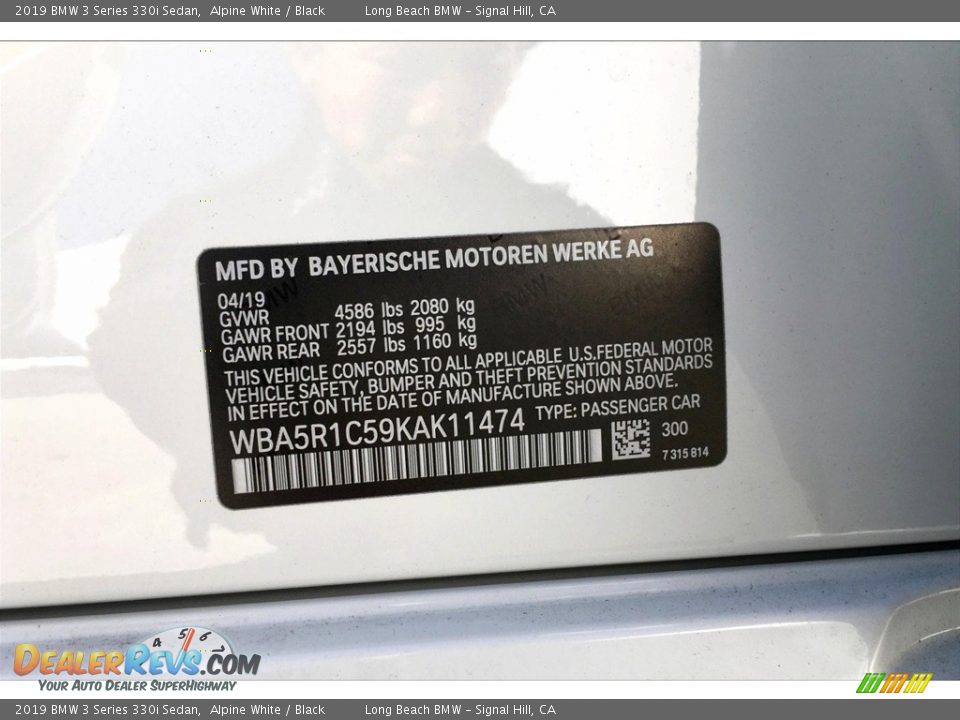 2019 BMW 3 Series 330i Sedan Alpine White / Black Photo #8