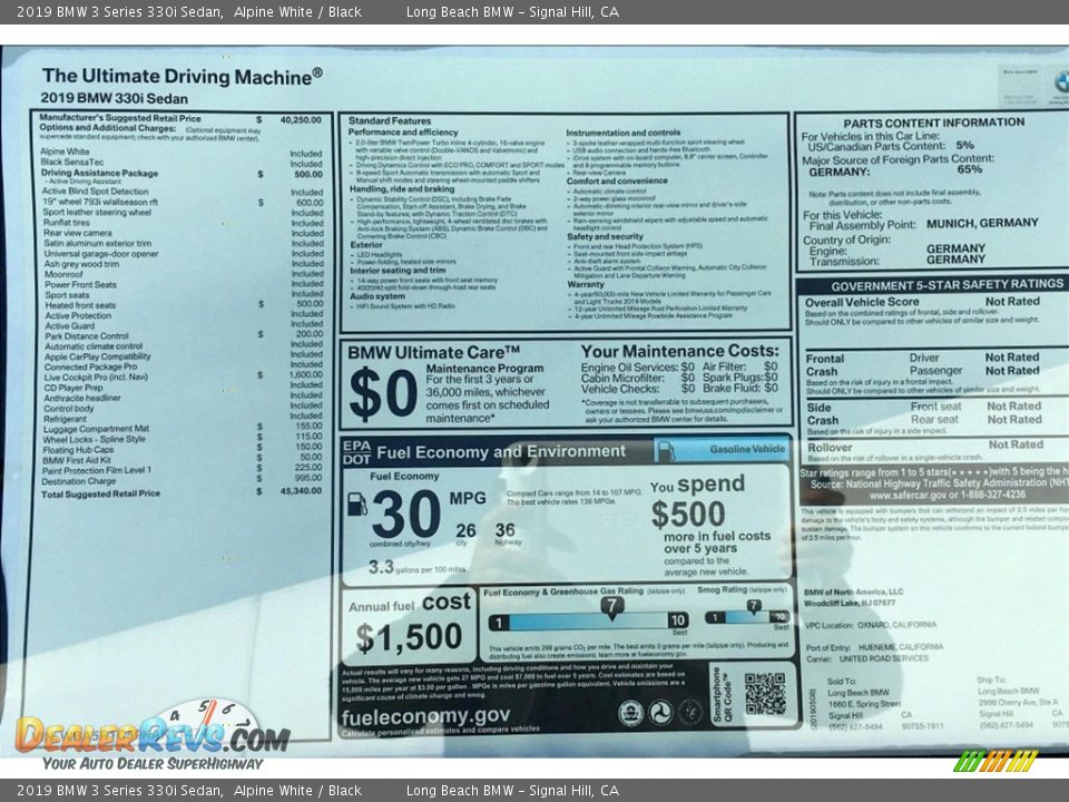 2019 BMW 3 Series 330i Sedan Alpine White / Black Photo #11