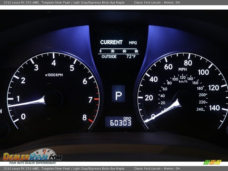 2010 Lexus RX 350 AWD Tungsten Silver Pearl / Light Gray/Espresso Birds-Eye Maple Photo #11