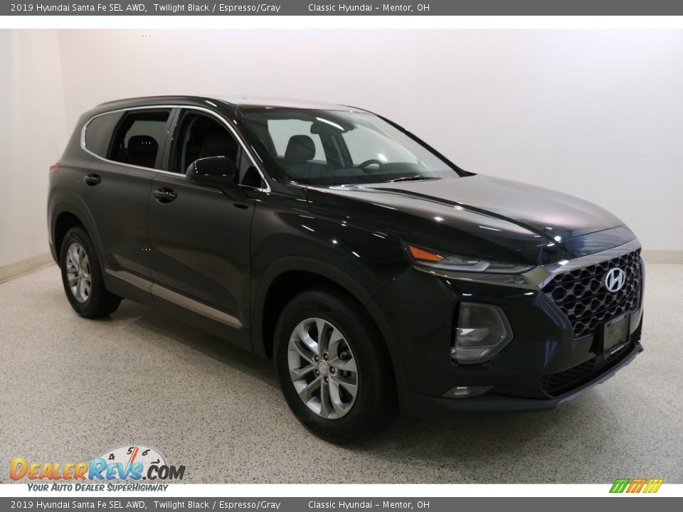 2019 Hyundai Santa Fe SEL AWD Twilight Black / Espresso/Gray Photo #1