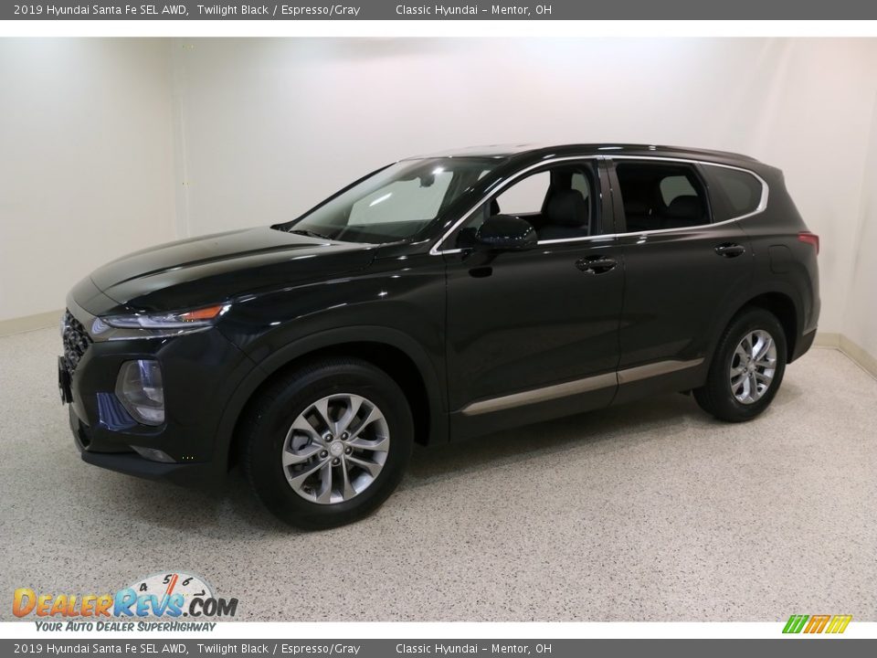 2019 Hyundai Santa Fe SEL AWD Twilight Black / Espresso/Gray Photo #3