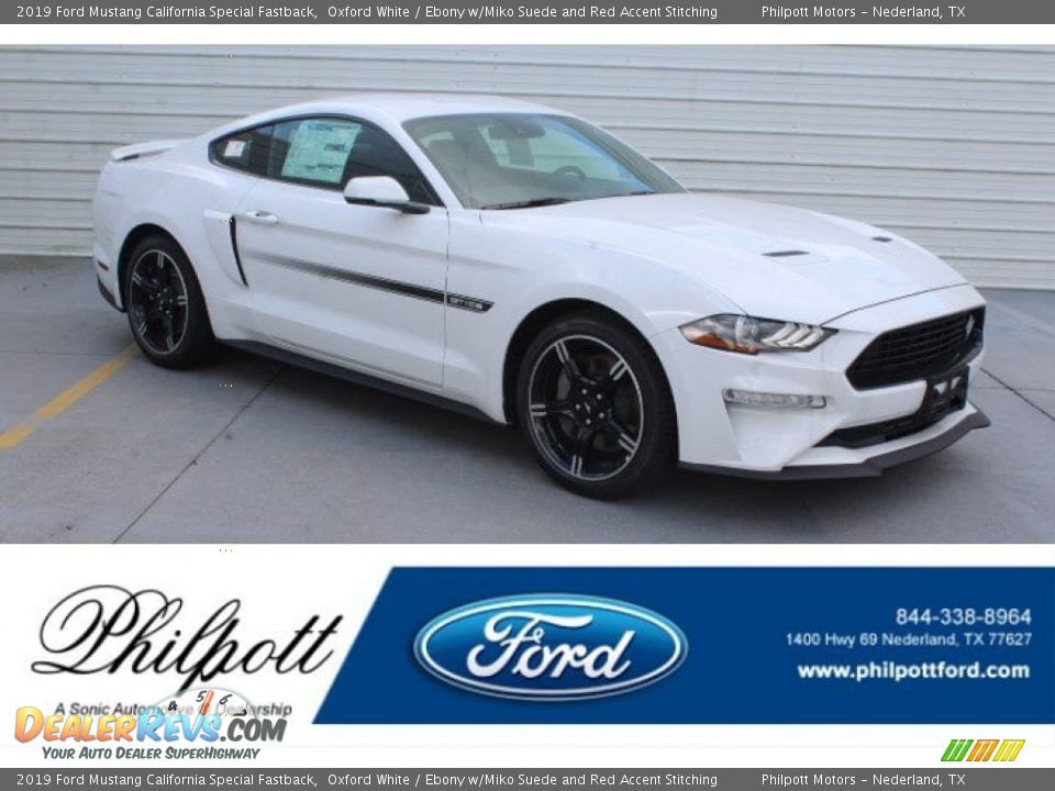 2019 Ford Mustang California Special Fastback Oxford White / Ebony w/Miko Suede and Red Accent Stitching Photo #1