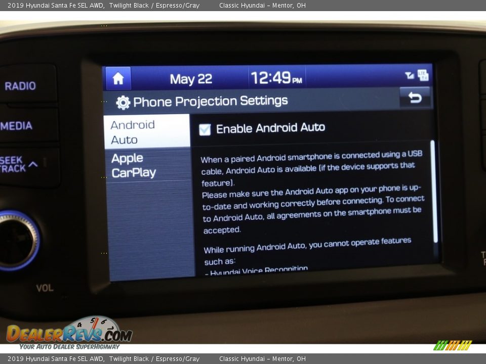 2019 Hyundai Santa Fe SEL AWD Twilight Black / Espresso/Gray Photo #15
