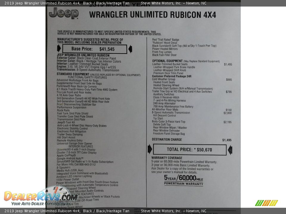 2019 Jeep Wrangler Unlimited Rubicon 4x4 Window Sticker Photo #32