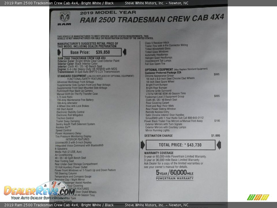 2019 Ram 2500 Tradesman Crew Cab 4x4 Bright White / Black Photo #29
