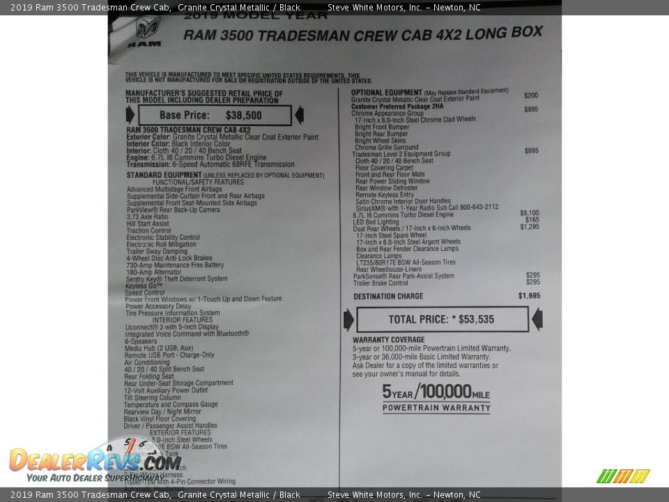 2019 Ram 3500 Tradesman Crew Cab Granite Crystal Metallic / Black Photo #28