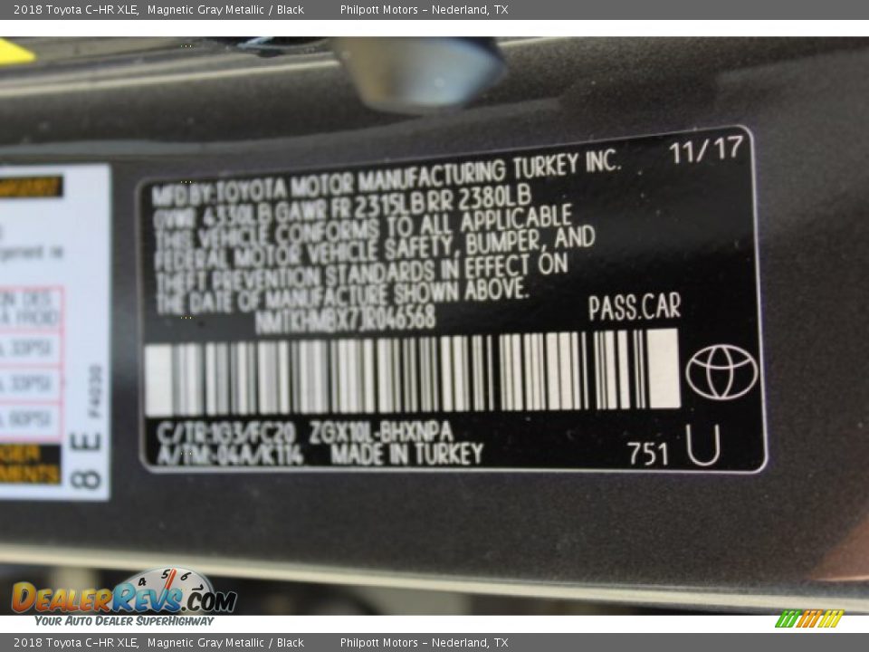 2018 Toyota C-HR XLE Magnetic Gray Metallic / Black Photo #24