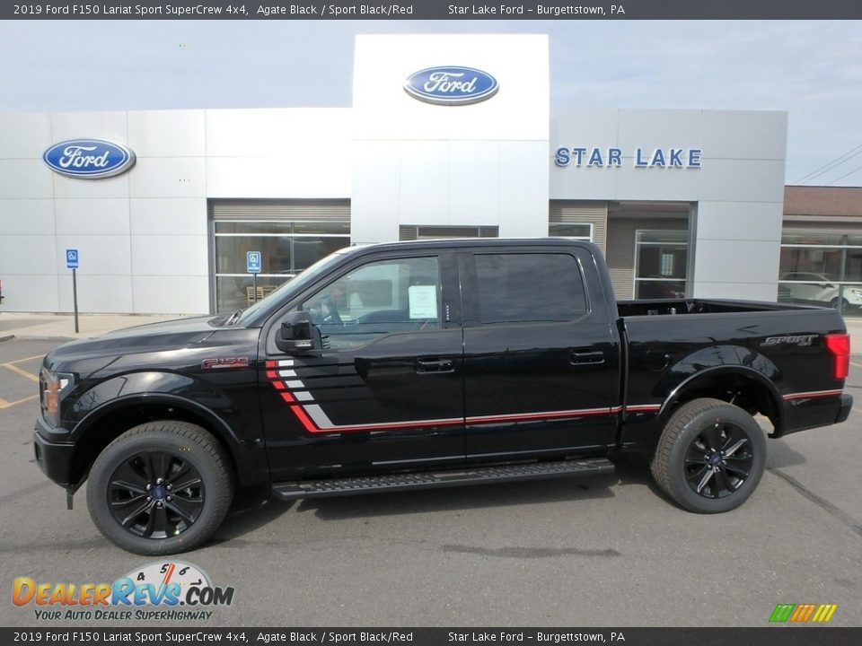 2019 Ford F150 Lariat Sport SuperCrew 4x4 Agate Black / Sport Black/Red Photo #1