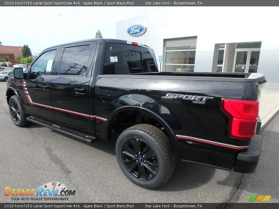 2019 Ford F150 Lariat Sport SuperCrew 4x4 Agate Black / Sport Black/Red Photo #7