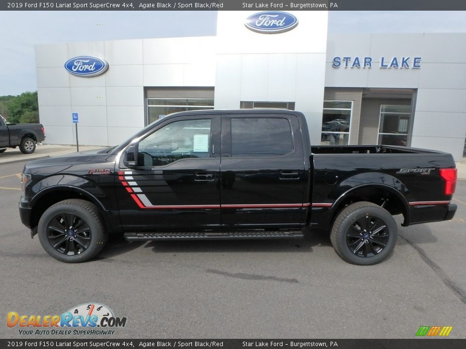 2019 Ford F150 Lariat Sport SuperCrew 4x4 Agate Black / Sport Black/Red Photo #8